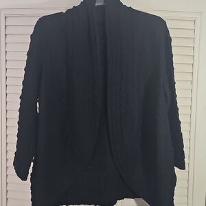 Cardigan Open Style By Rafaella 3/4 Sleeve Black Size Large